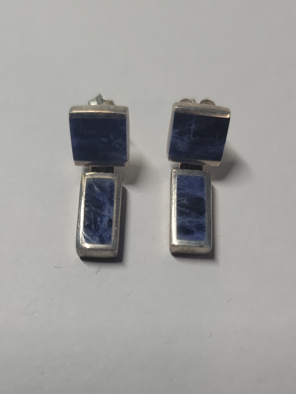 Sterling Silver Blue Stone Drop Earrings
